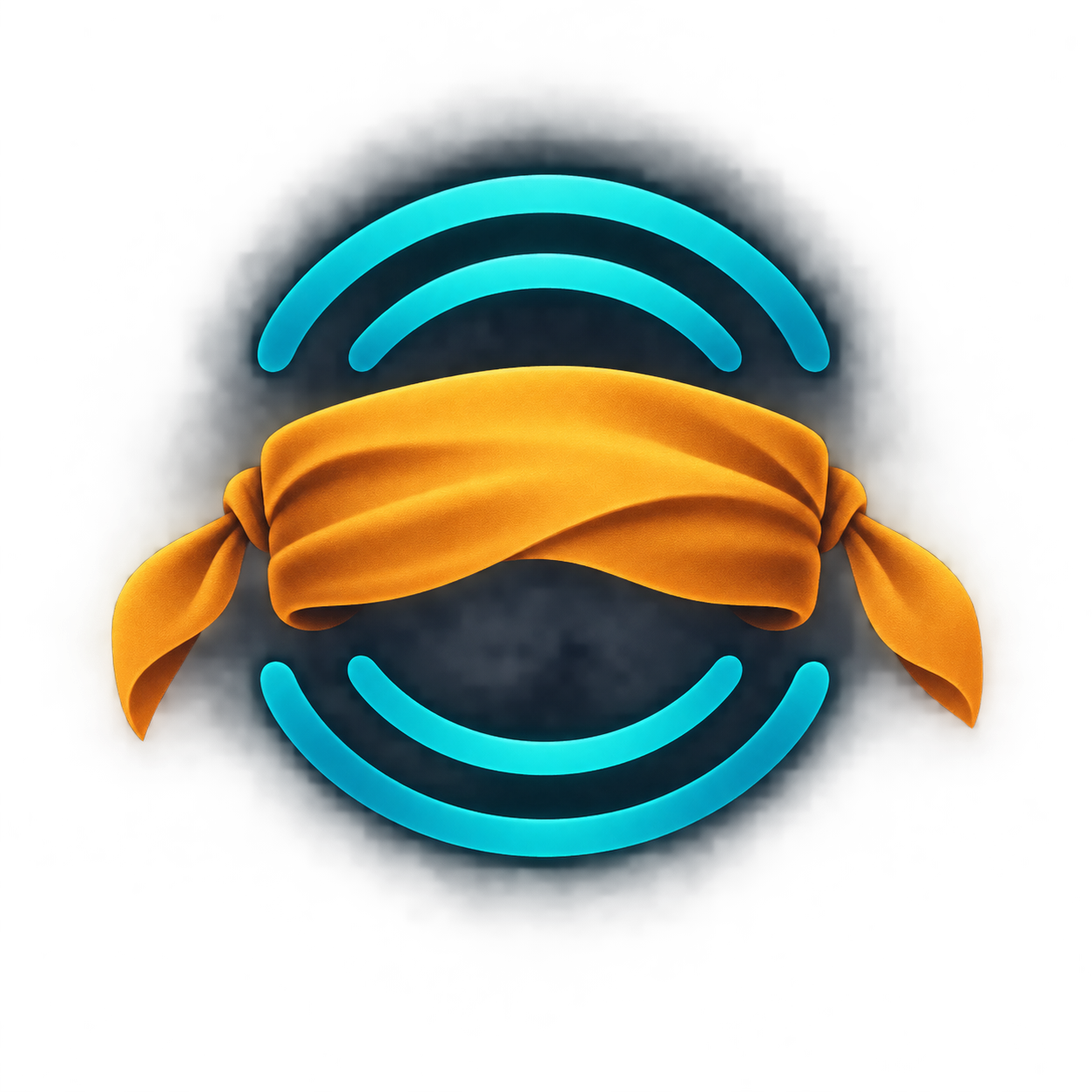 EchoBlind logo: an orange blindfold and turquoise sound waves
